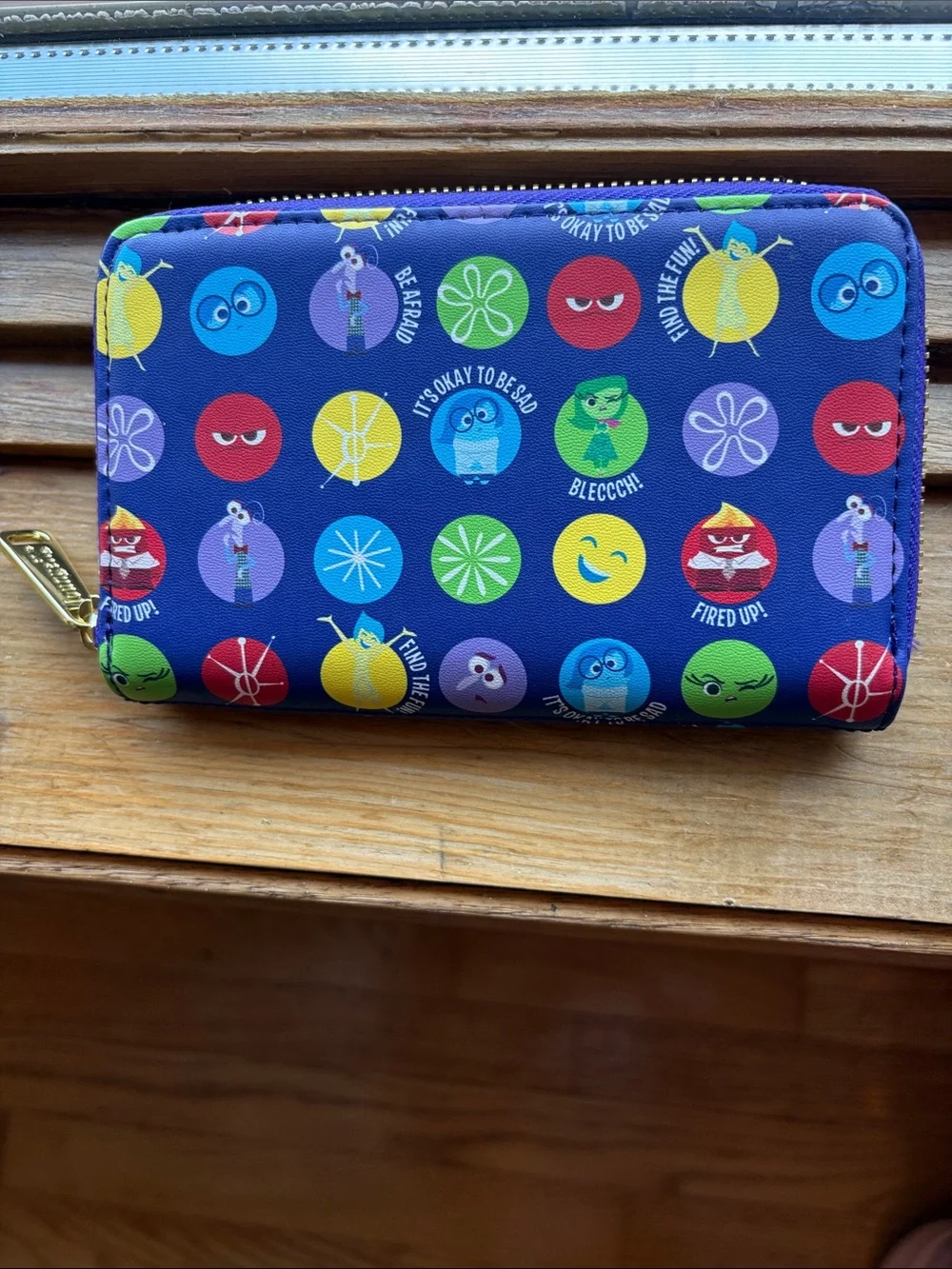 NWOT DISNEY Loungefly Pixar Inside Out Zip Around Emotions Wallet Blue/Purple